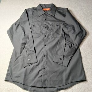 MEDR Work Shirt Long Sleeve Black Button Up Two Pocket Mens Workwear Size XL